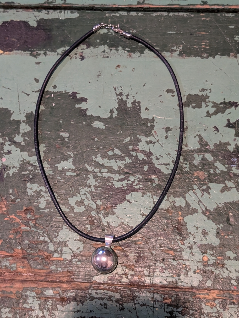 Vintage Silver Harmony Ball - Chime Ball - Simple Polished - Cord Necklace - 90s